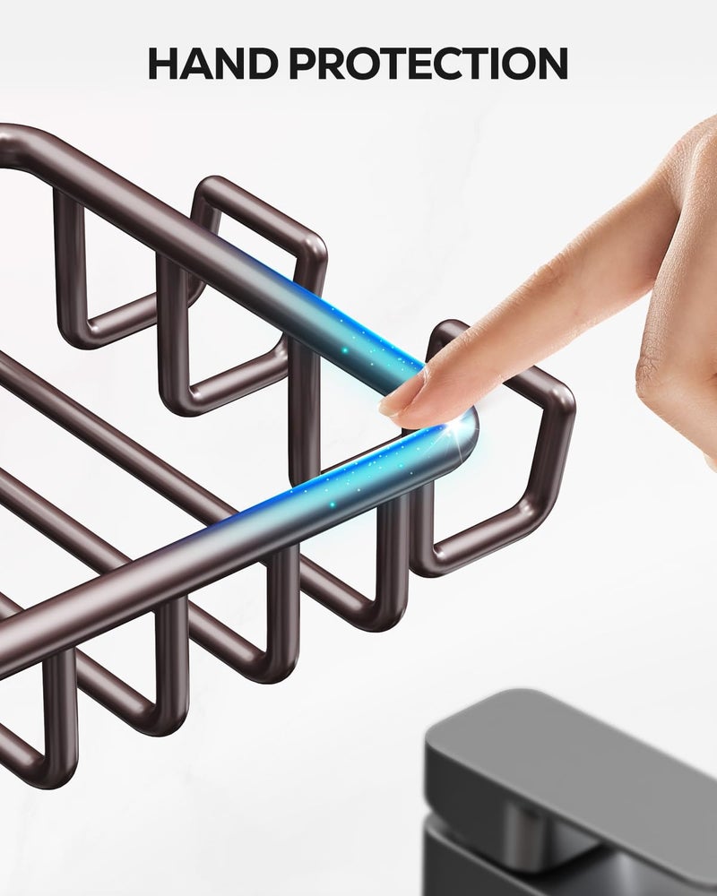 Nieifi Soap Dish Holder with 4 Hooks Stainless Steel Bronze Adhesive for Shower, Bathroom - Image 4